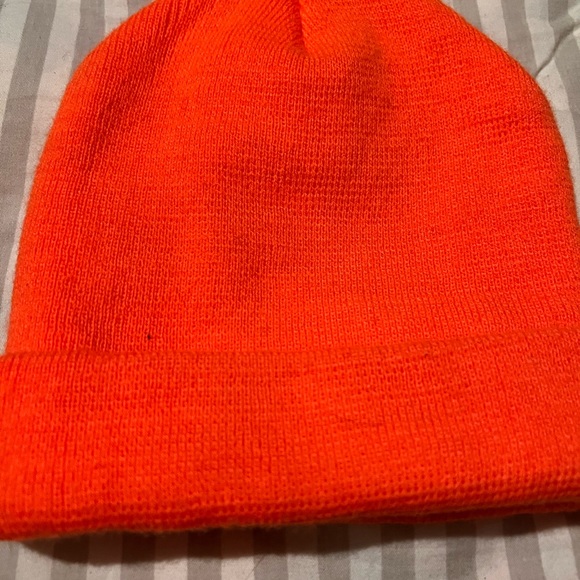 Hunter orange winter knit hat, beanie. - Picture 2 of 3
